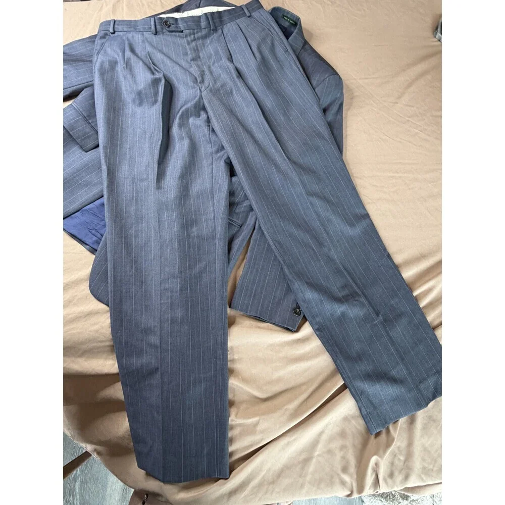 Vintage Ralph Lauren Gray Pinstripe Wool 2-Piece Suit Men's 42L